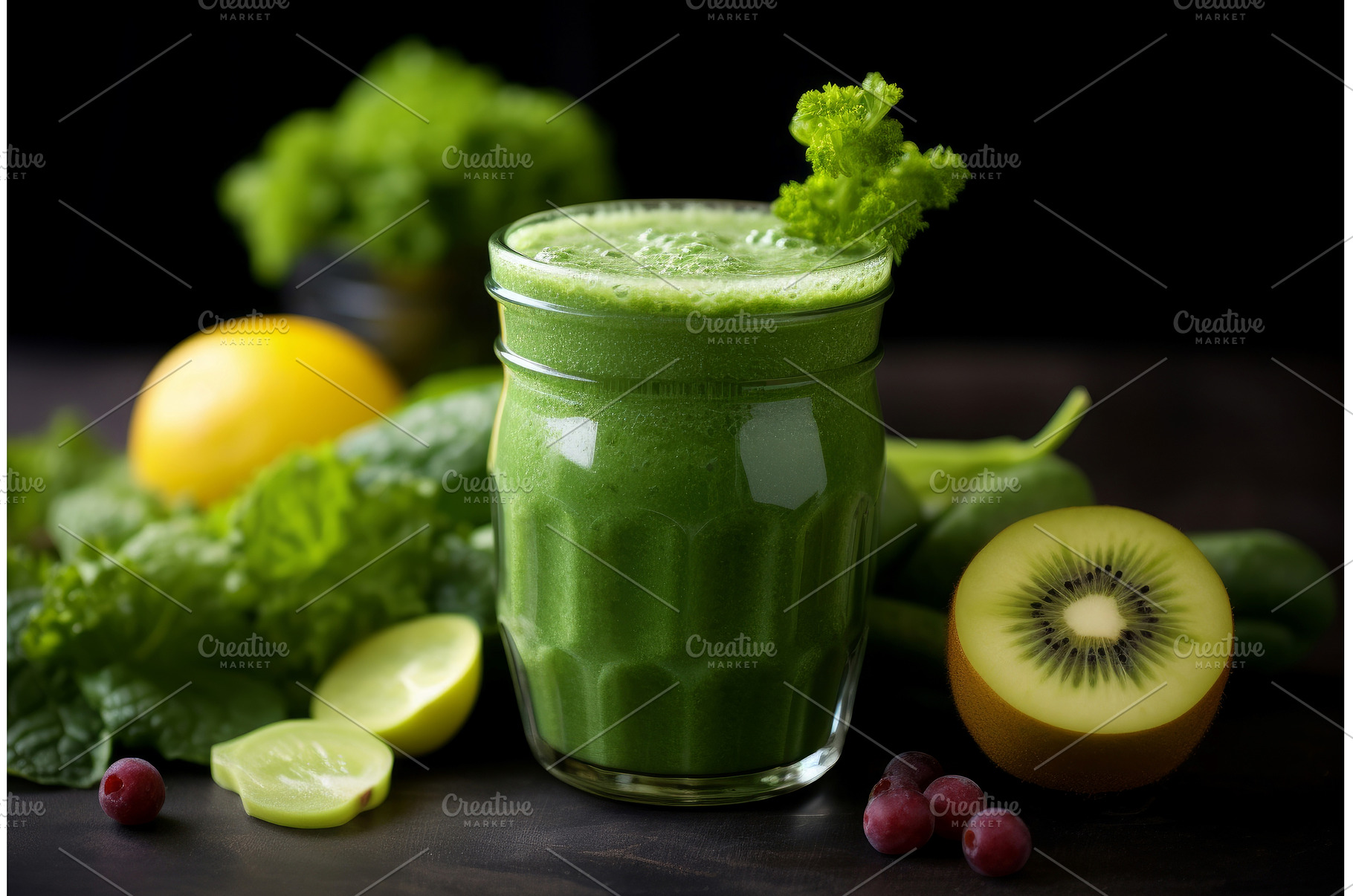 Vibrant Green fruit smoothie, a Food & Drink Photo by Ylivdesign