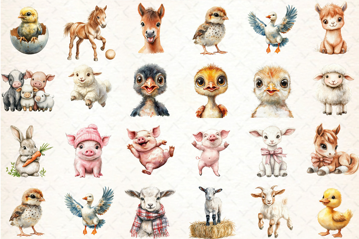 Funny Matching Baby Farm Animals, an Animal Illustration by DreamCafeArt (Photo 3 of 4)