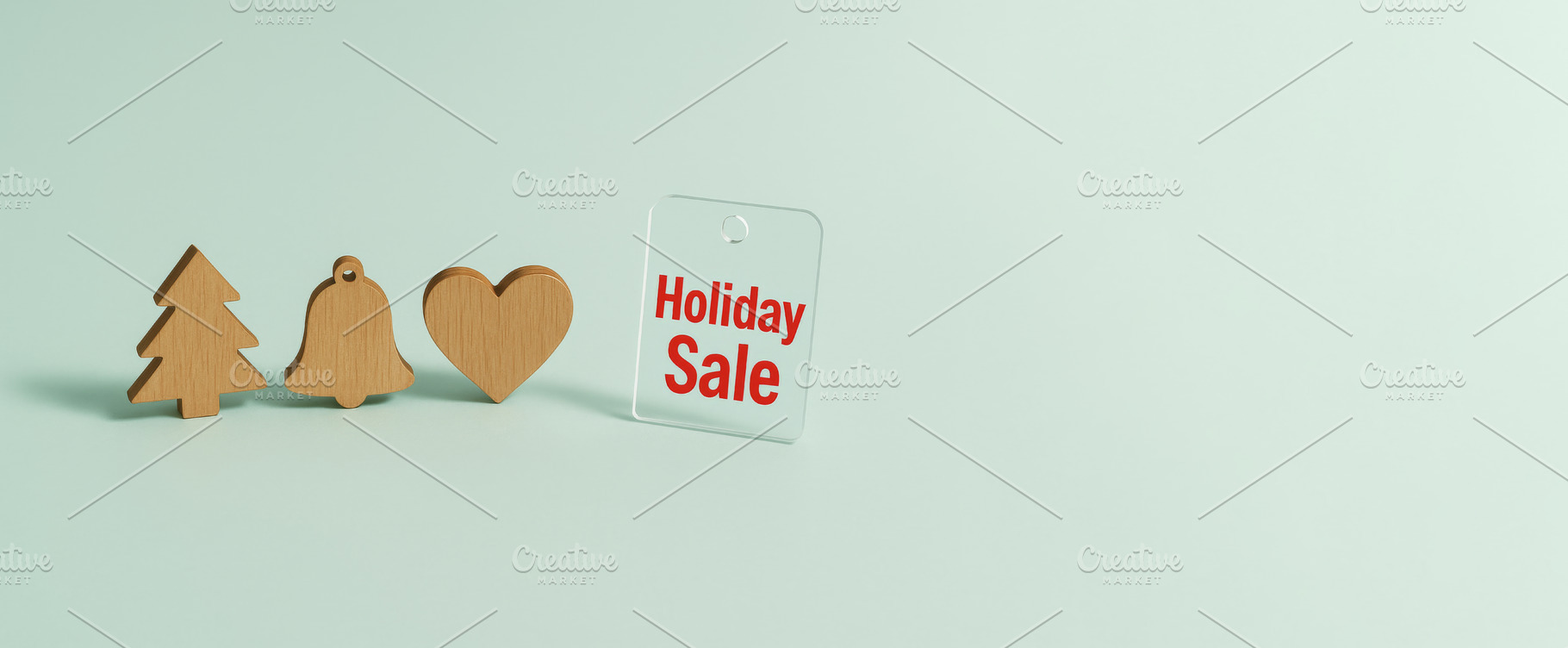 Holiday sale with wooden icons of tr, a Photo by Dvoevnore photos