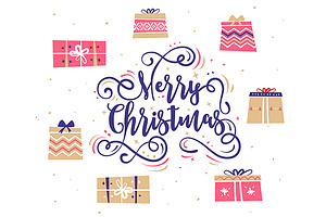 Lettering Composition with gifts