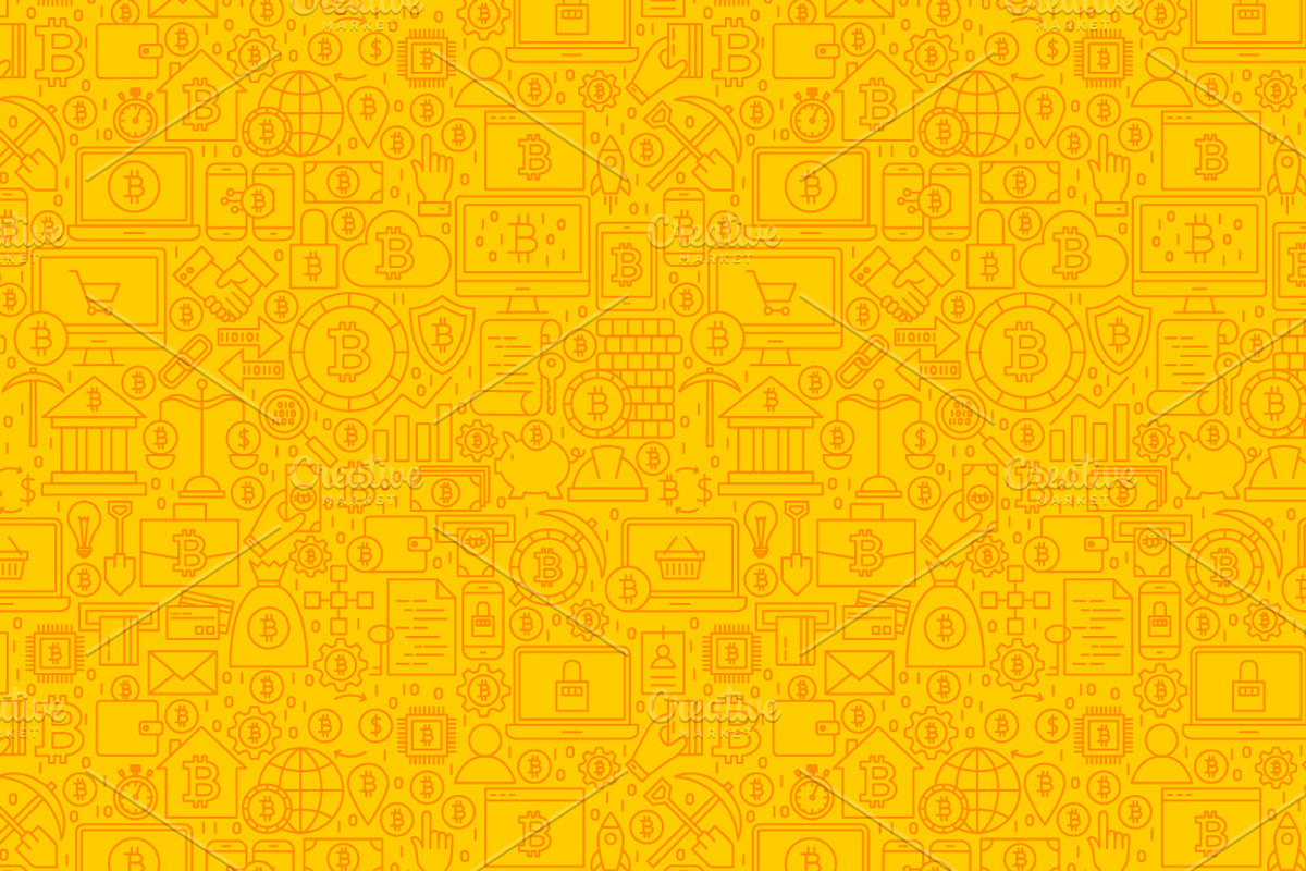 Bitcoin Line Seamless Patterns