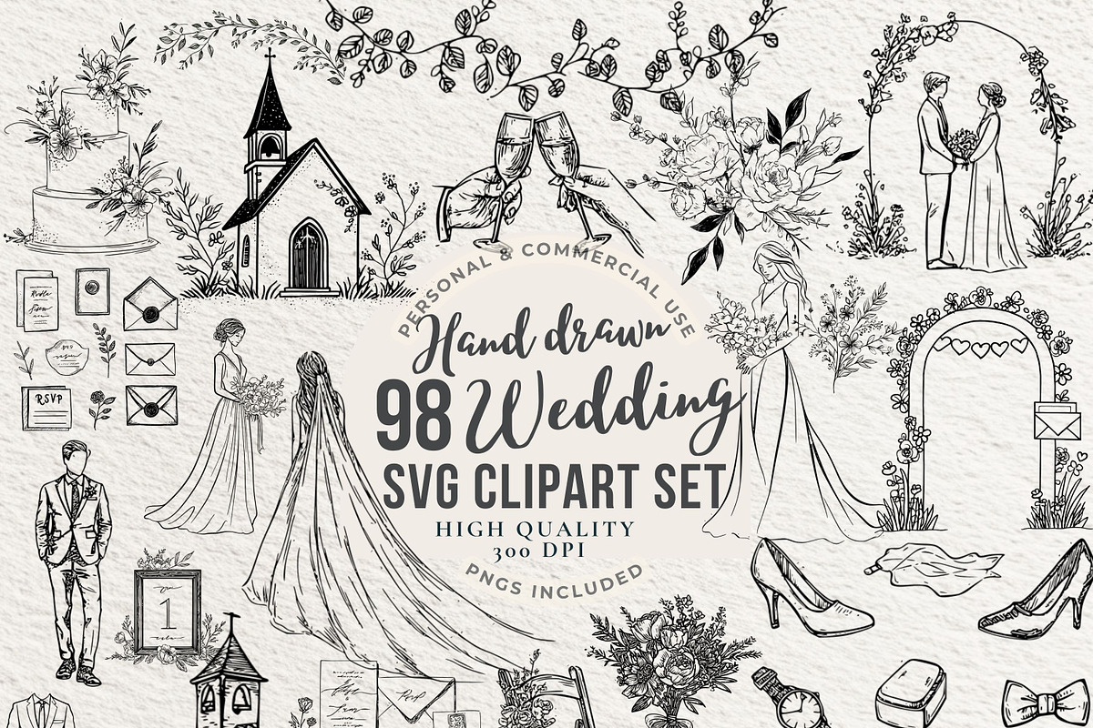 Wedding Clipart Icons Line Art black, a Person Illustration by artinspirestudio (Photo 1 of 9)