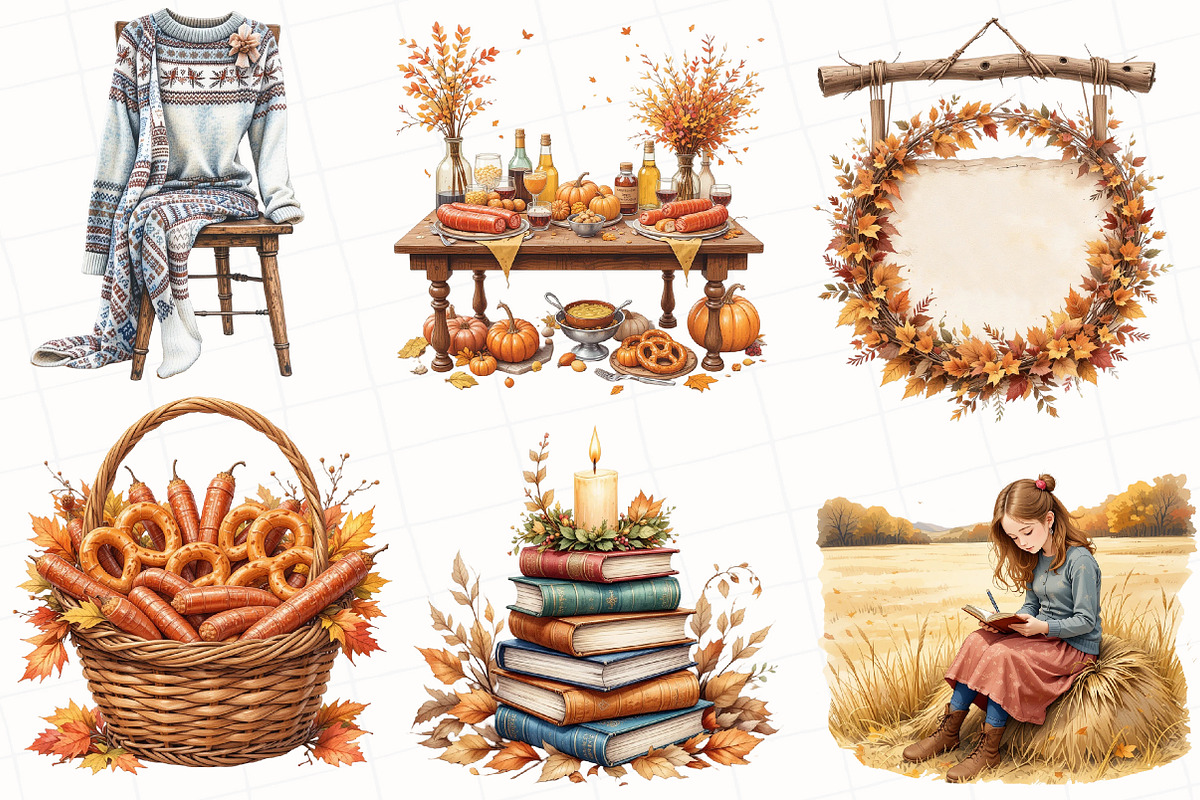 Watercolor Alpine Autumn Clipart, an Illustration by OK Design (Photo 2 of 4)