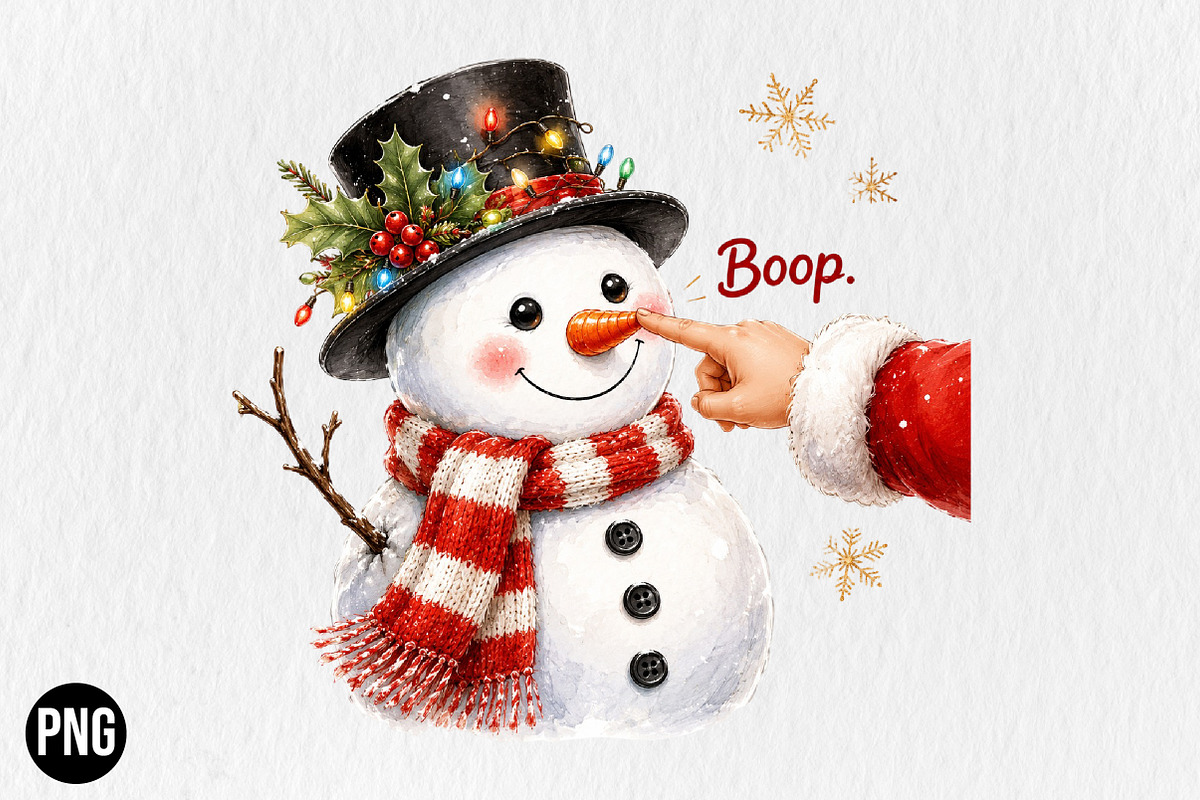 Boop Snowman Christmas PNG, a Seasonal Illustration by CraftArtStudio (Photo 1 of 4)