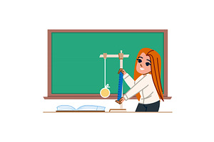 Young physicist measuring pendulum, an Education Illustration by pikepicture