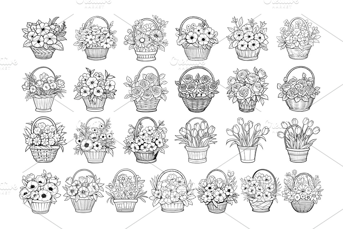 50 Flower Basket Procreate Stamps, a Brush Add-On by Procreate Sale (Photo 5 of 6)