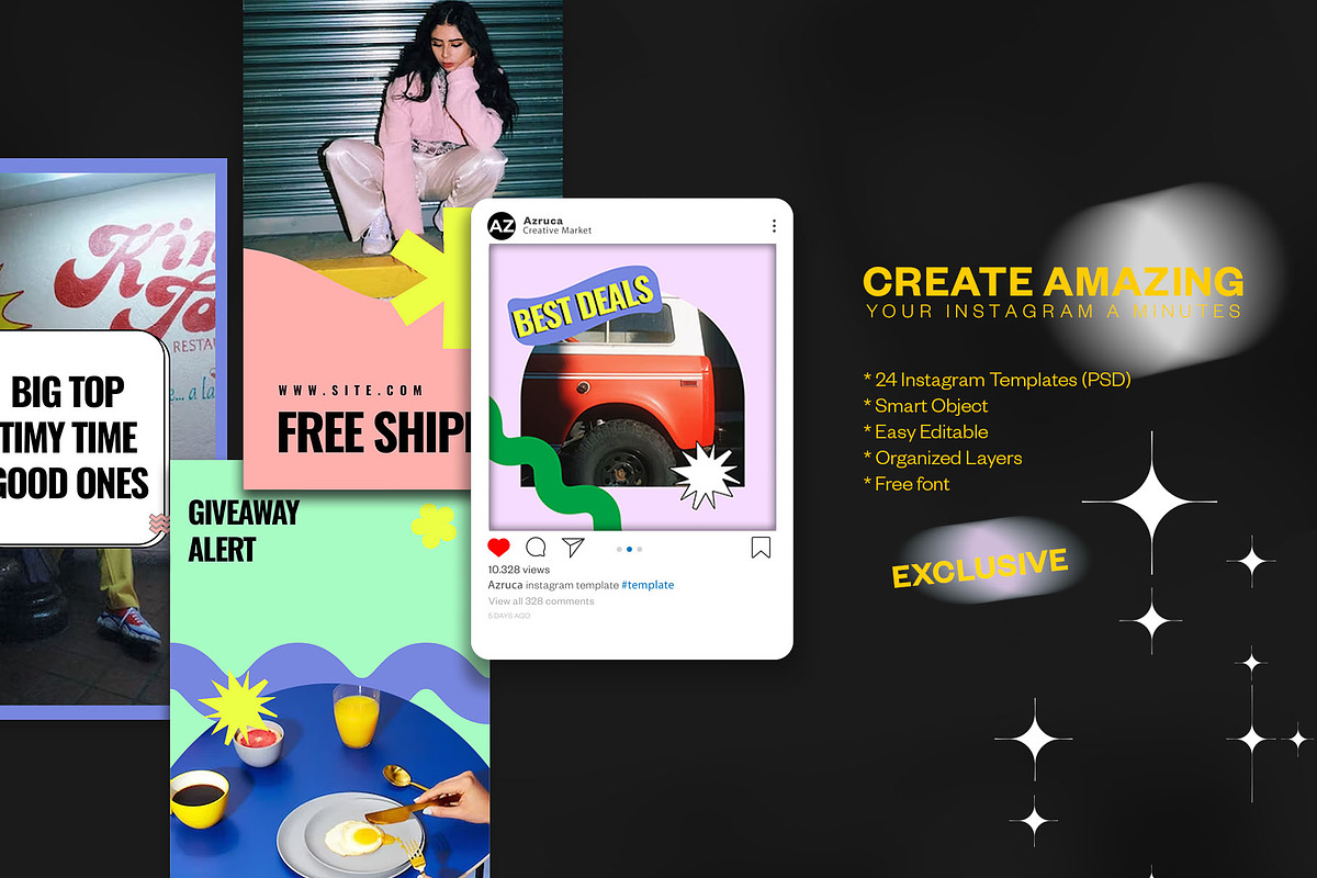 Pop-Vsual Instagram Template | PSD, a Social Media Template by Azruca (Photo 4 of 6)