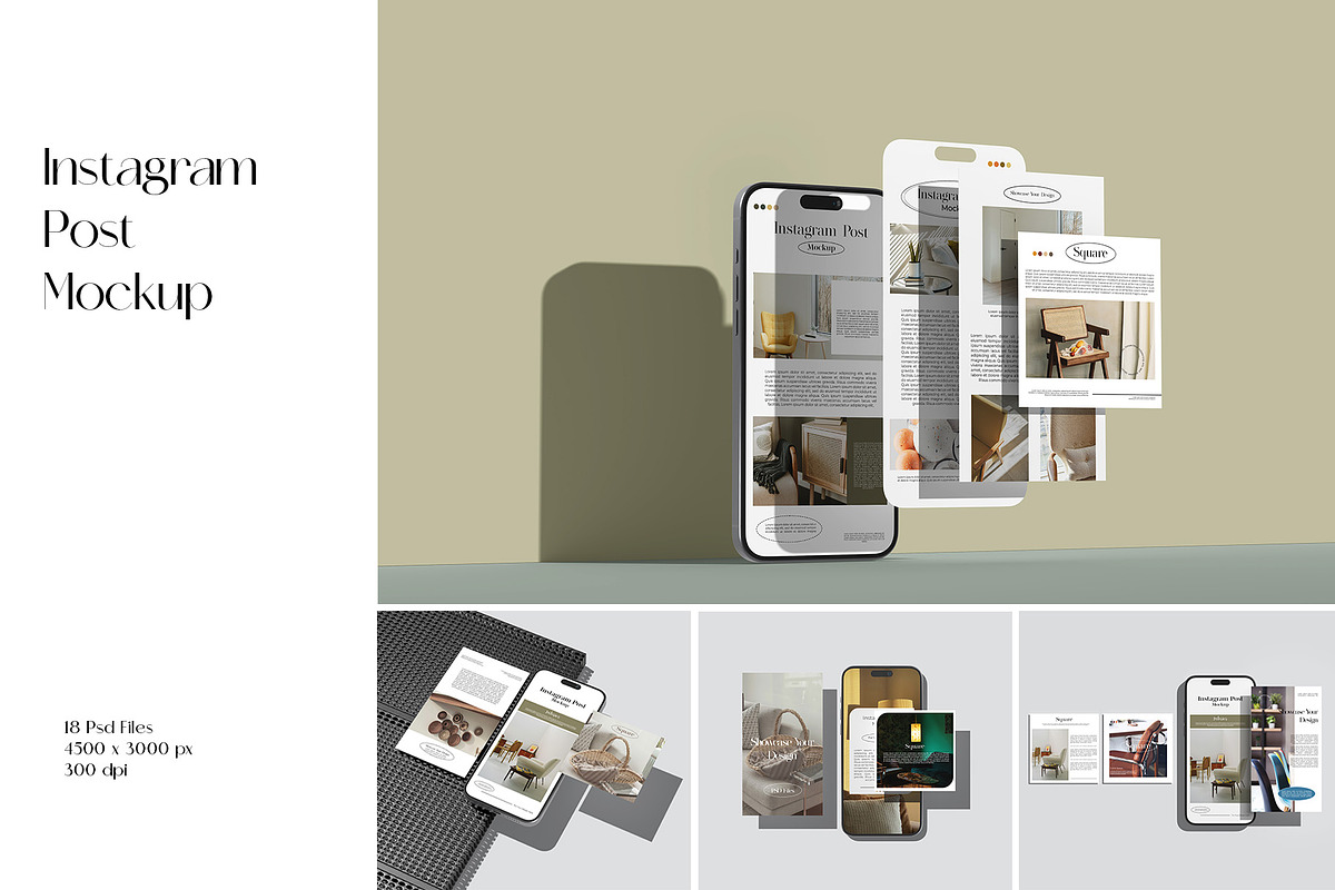 Instagram post mockup, an iPhone Mockup by Graphicbars (Photo 1 of 17)