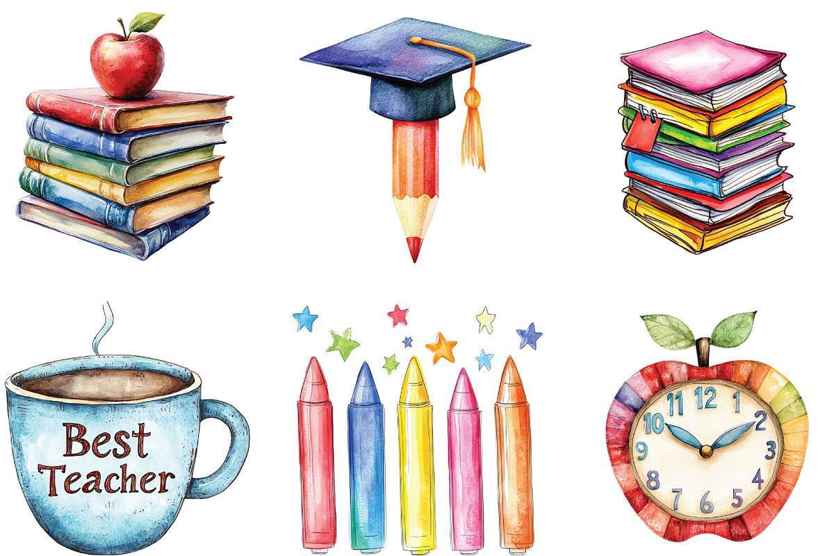 Whimsical Teacher Themed Clipart, an Illustration by CraftArtStudio (Photo 3 of 6)