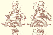 Set The captain at the helm, an Illustration by Vector Engraving (Thumbnail 2 of 2)