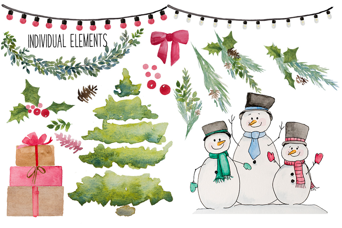 Christmas watercolor clip art BUNDLE, an Illustration by DailyMiracleDigitals,LLC (Photo 3 of 11)