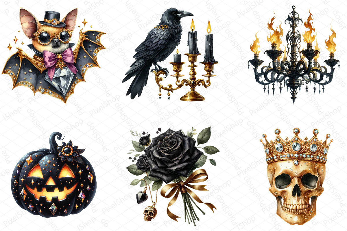 Luxury Black and Gold Halloween Clip, an Illustration by DreamPrint404 (Photo 2 of 5)