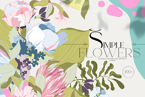 Pastel digital abstact flower bundle, a Decorative Illustration by 60secondsArt