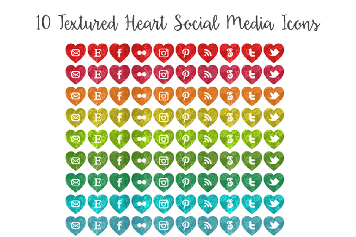 Textured Heart Social Media Icons, an Icon by Minty Fox Designs  (Photo 1 of 2)