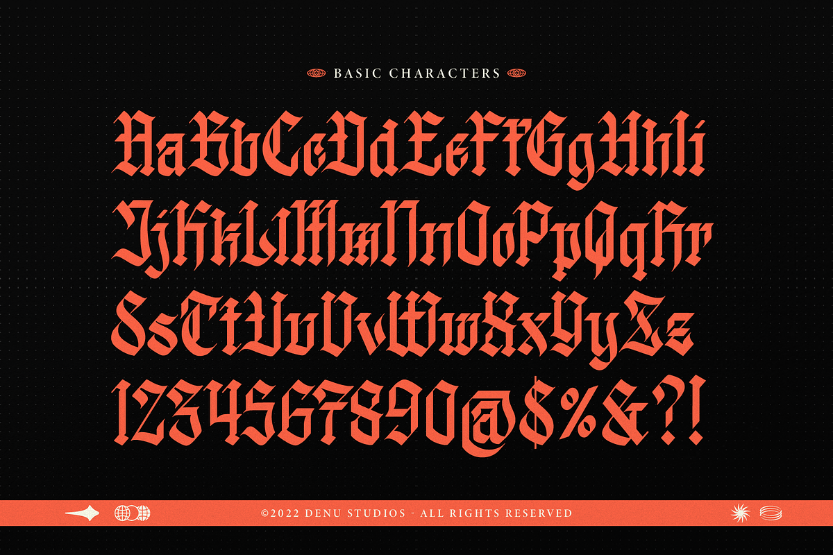 Raquens | Blackletter Display, a Blackletter Font by Denustudios (Photo 8 of 9)