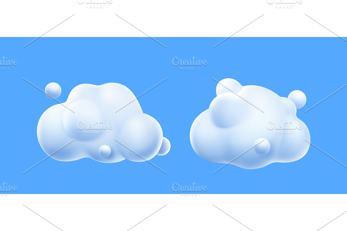 3d render white clouds, fluffy, an Environmental 3D Model by art PVP - market