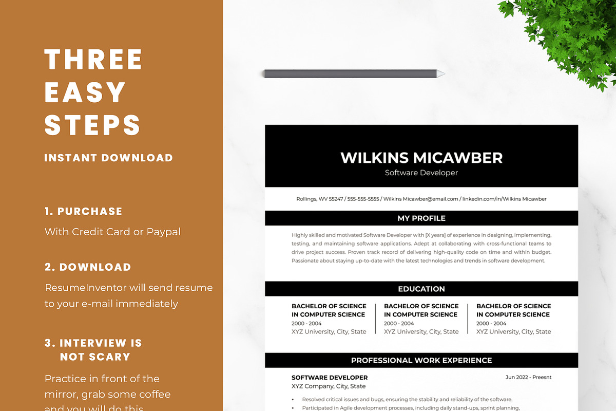 Software Developer Resume Template, a Resume Template by ResumeInventor (Photo 9 of 9)