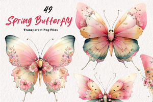 Spring Butterfly Sublimation Clipart, an Illustration by CreationArt
