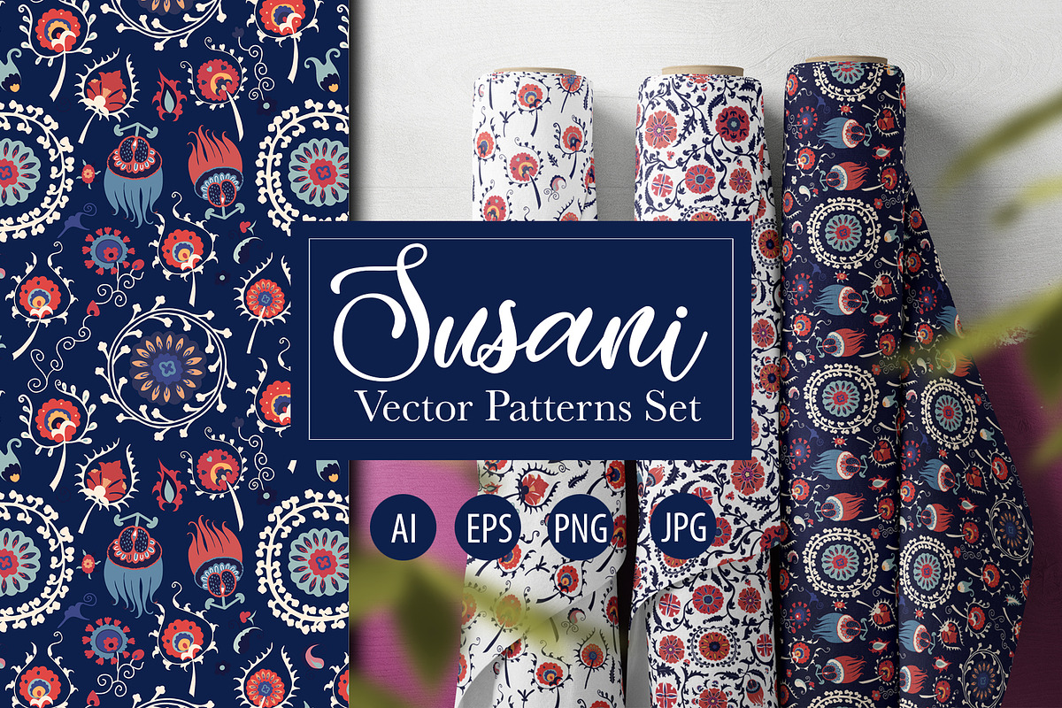 SUZANI Ethnic Vector patterns, a Pattern Graphic by Tasha