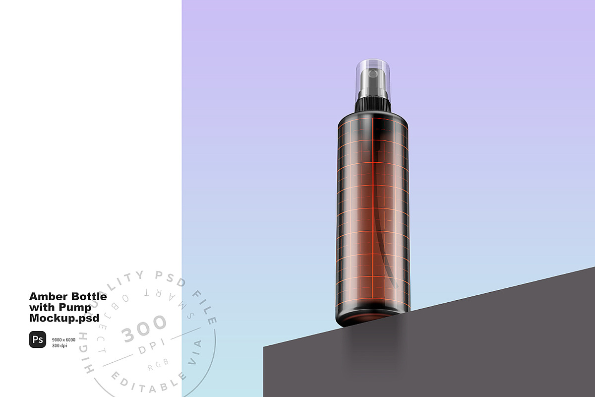 Amber Bottle with Pump Mockup, a Packaging Mockup by Reformer Mockup (Photo 5 of 6)