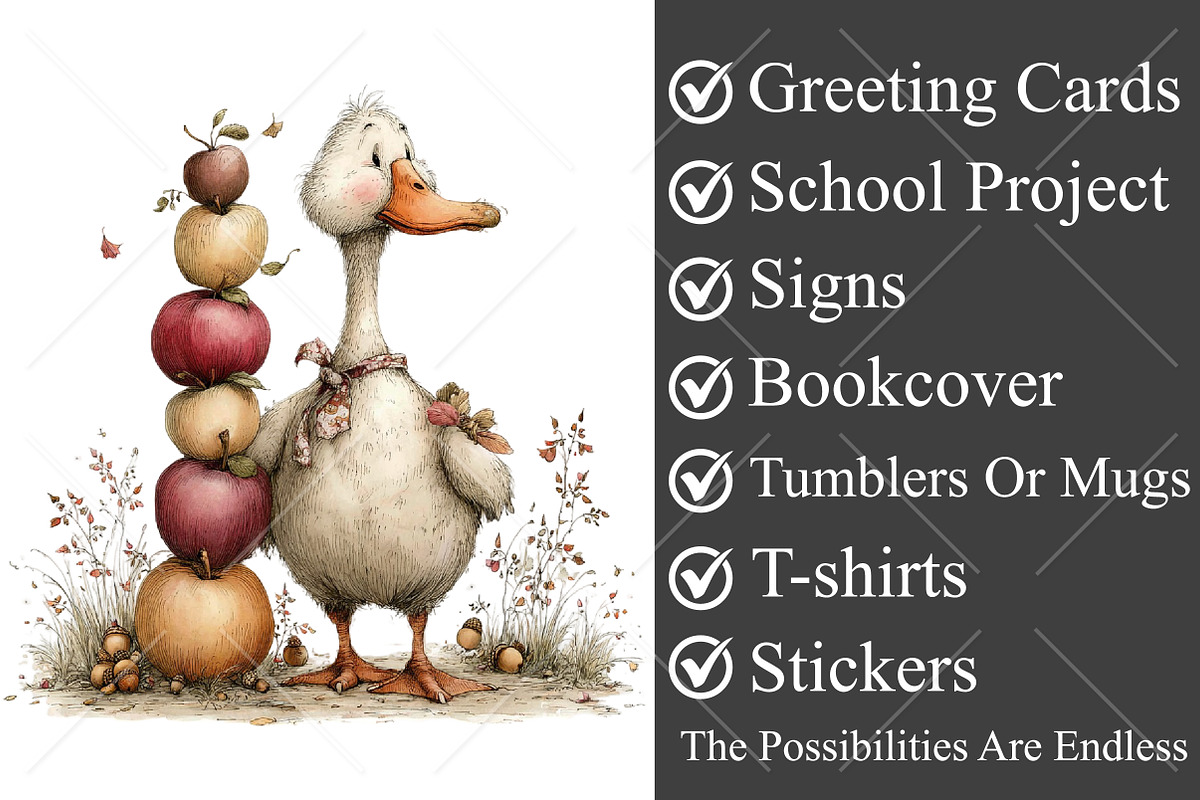Whimsical Autumn Goose Clipart, a Seasonal Illustration by Canvas Craft (Photo 3 of 10)