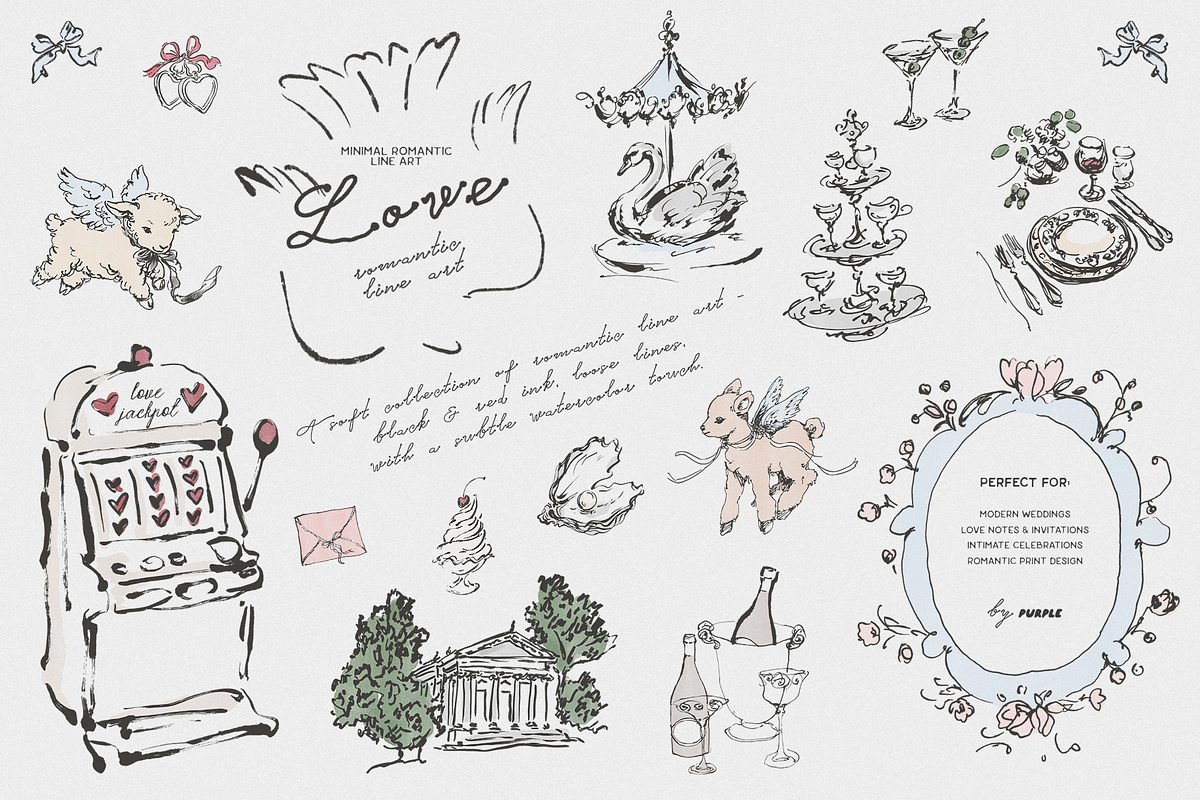 Love: Romantic Line Art, a Decorative Illustration by Purple (Photo 1 of 14)