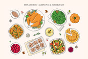 Thanksgiving Food Illustration Set, a Food Illustration by DesignerCandies (Thumbnail 1 of 5)