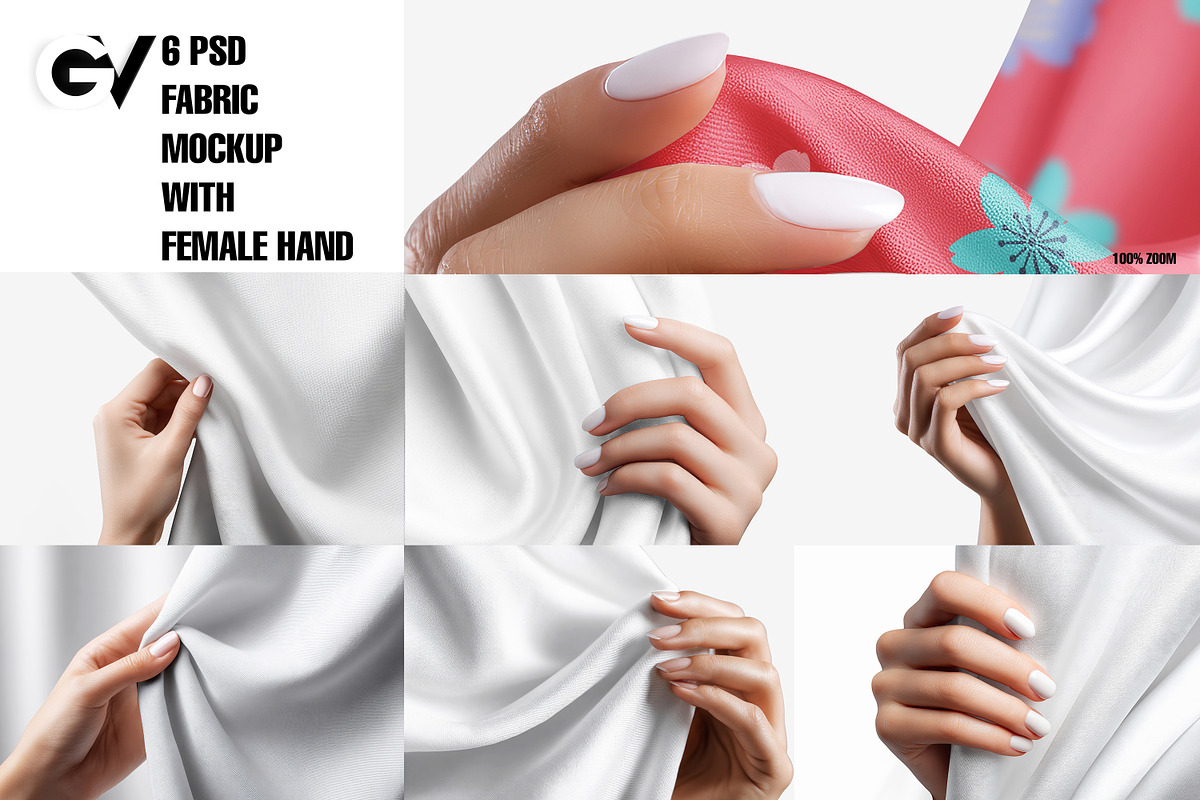 Fabric Mockup with Female Hand, a Household Mockup by GraphicVil (Photo 3 of 9)