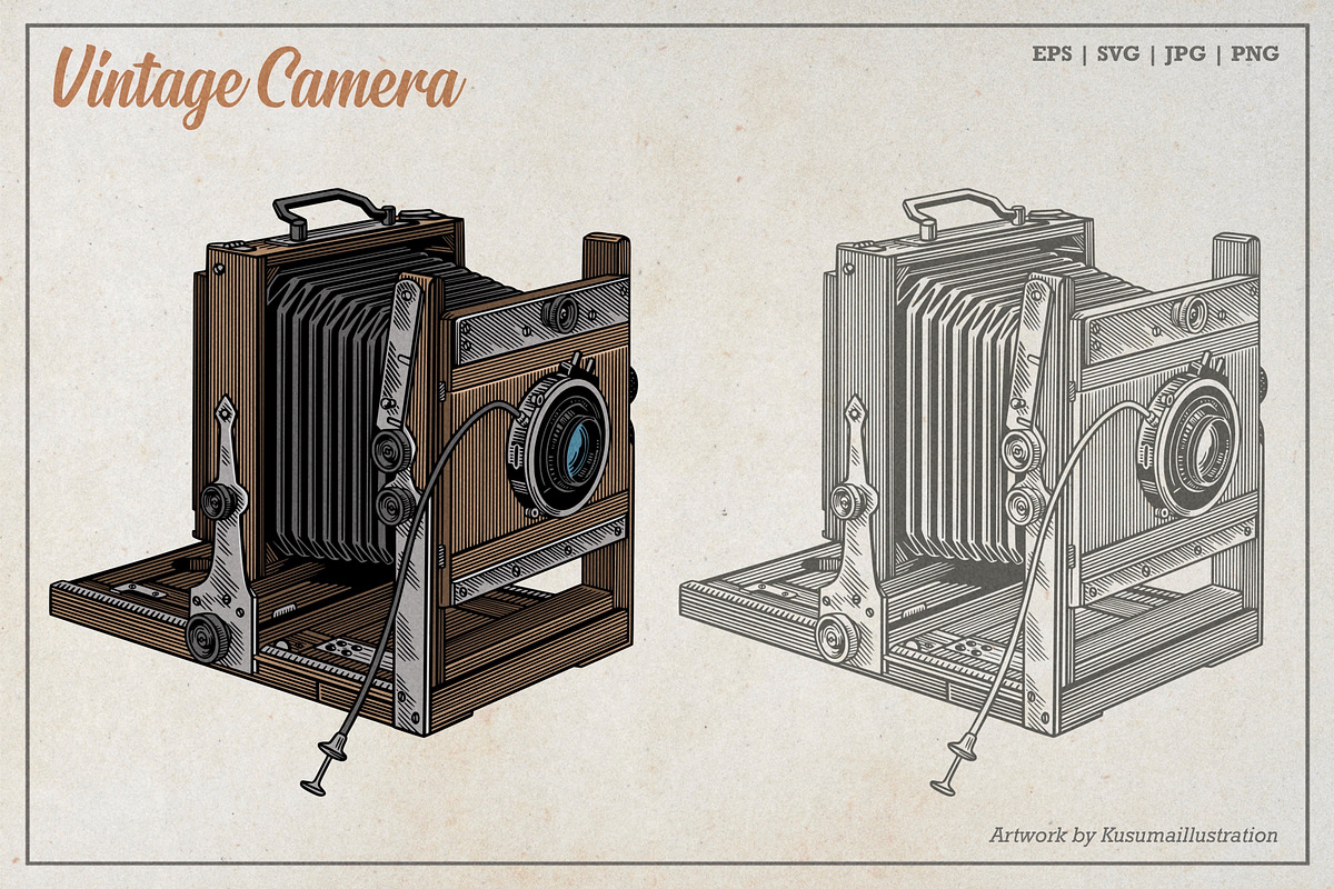 Vintage Camera Vector Art, an Object Illustration by Kusumaillustration (Photo 1 of 4)