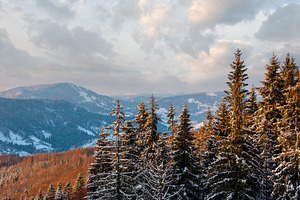 Winter twilight mountain snowy landscape, a Nature Photo by YuriyB