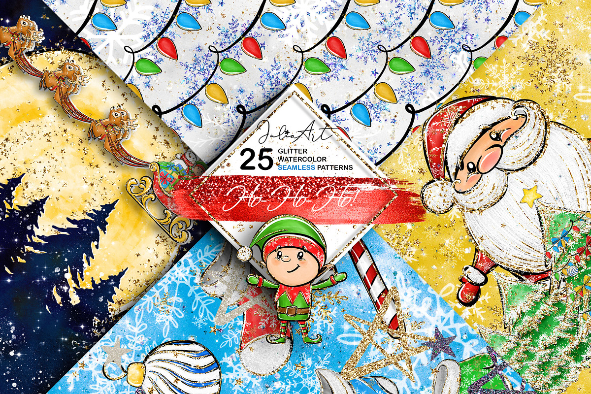 Ho-Ho-Ho christmas seamless patterns, a Pattern Graphic by JuliaStarArt-FantasyHome (Photo 7 of 12)