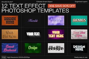 12 Text Effect Templates, a Layer Style Add-On by iDoodle Studio