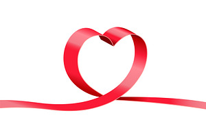 A red ribbon curves into a heart, an Illustration by Woters little shop