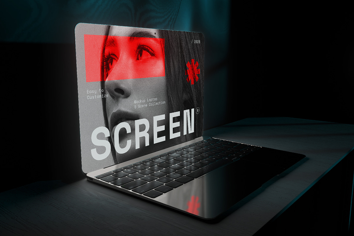 Modern Dark Laptop Screen Mockup, a Wearable Device Mockup by herutage (Photo 6 of 6)