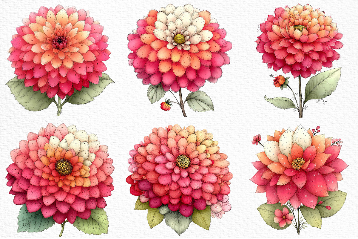 Whimsical Spring Dahlia Flower Png, an Illustration by Craft Nest (Photo 4 of 11)