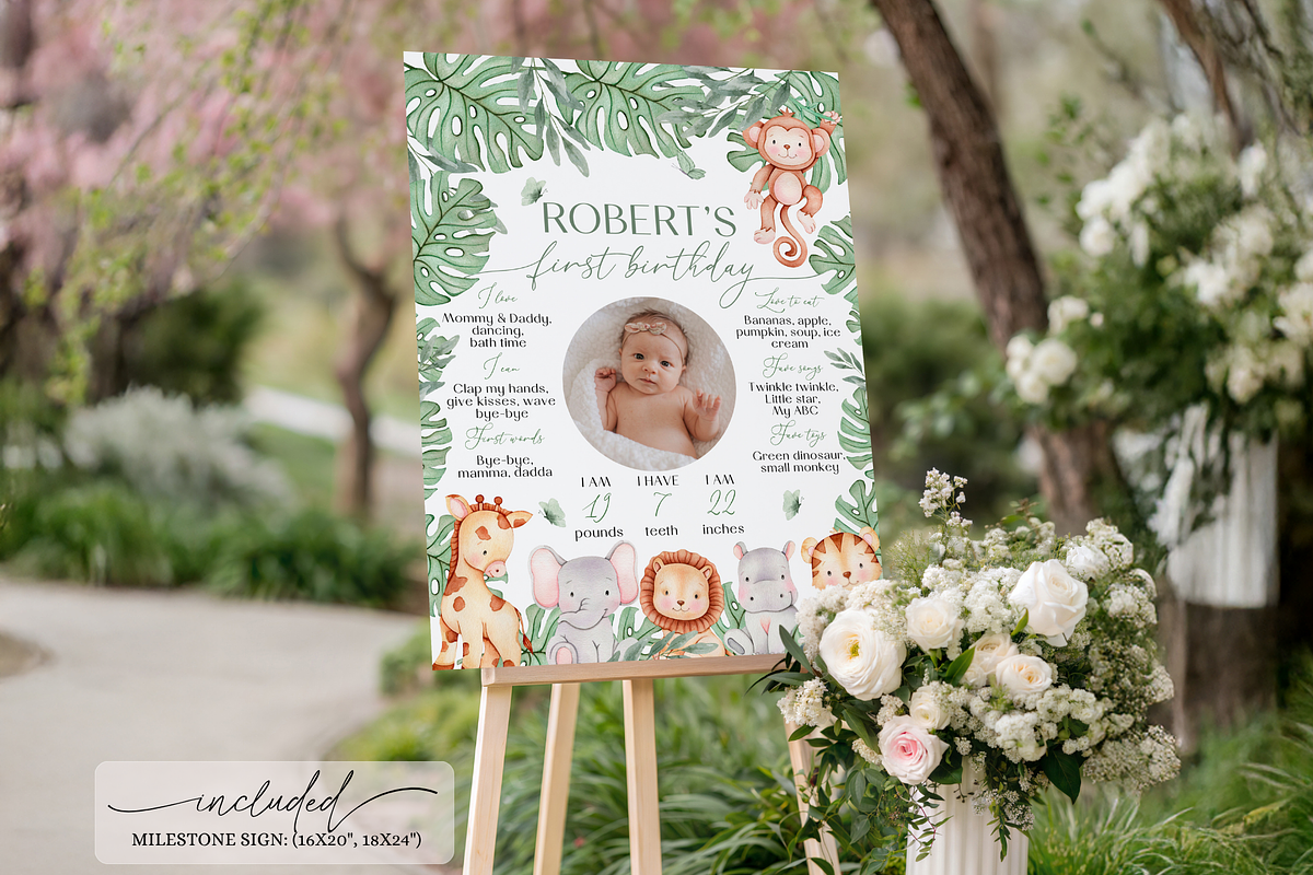 Safari 1st Birthday Stats Board, a Templates & Theme by VeliusCreativeStudio (Photo 2 of 3)