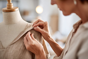 Crafting a garment on a dress form, a Person Photo by AlyaAnd