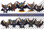 Cute Halloween bats. TShirt Sticker., an Animal Illustration by KENO Mascots (Thumbnail 2 of 9)