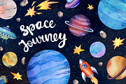 Space journey Watercolor, a Background Graphic by Green_leaf_17 (Thumbnail 1 of 3)