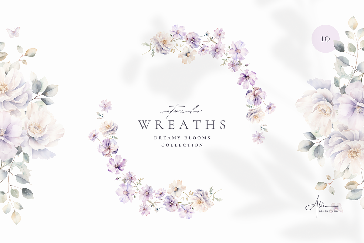 Dreamy Florals Watercolor Clipart, a Decorative Illustration by Altea Design Studio (Photo 6 of 19)