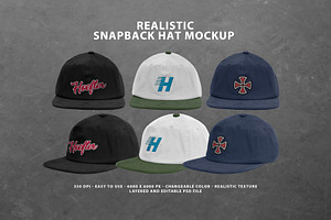 Realistic Snapback Hat Mockup