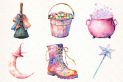 Watercolor Pastel Halloween Clipart, an Illustration by Pixels.Craft (Thumbnail 2 of 7)