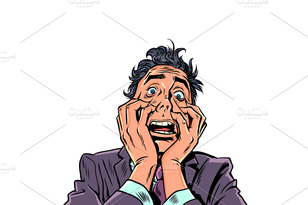 A man in a suit holds his face in a, a Person Illustration by rogistok