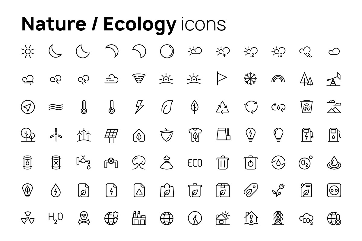 Nature & Ecology line icons set, an Outline Icon by AIWD (Photo 2 of 2)