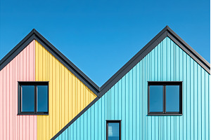 Vibrant Modern Houses with Blue Sky, an Architecture Photo by Lermont51