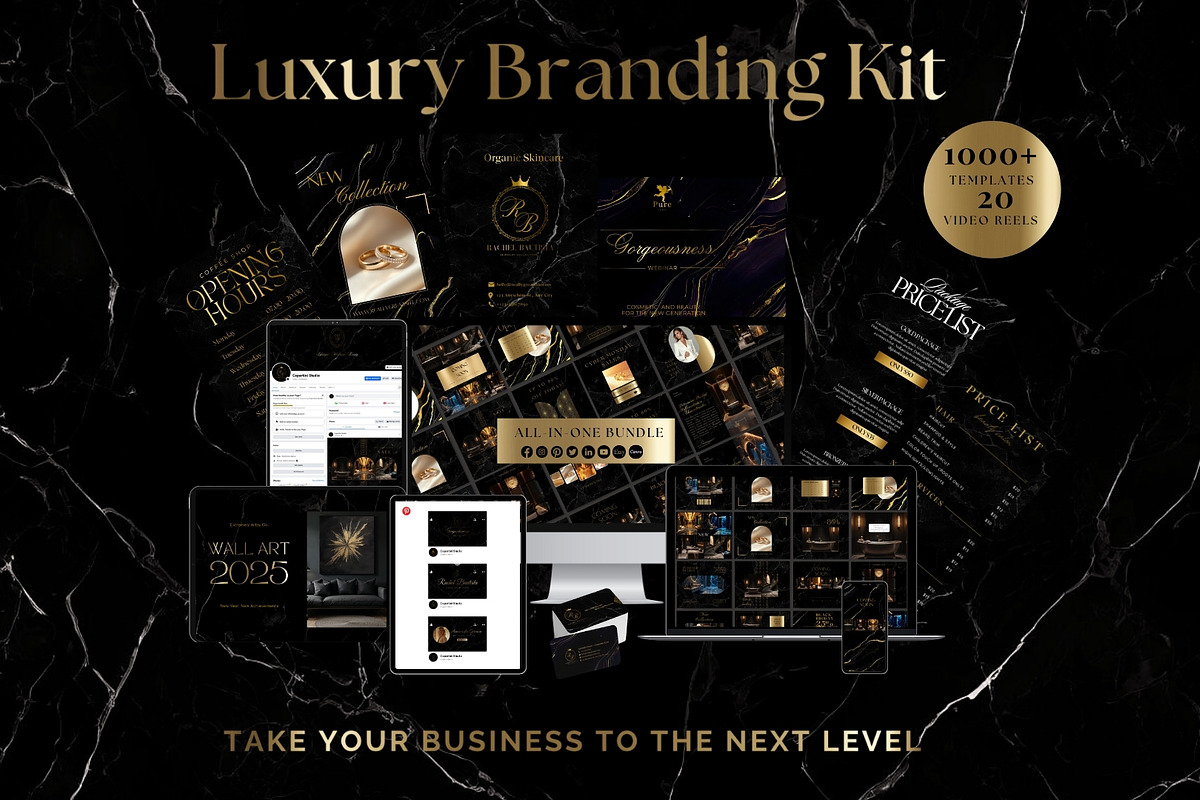 1000 Branding Kit Black Canva, a Branding & Logo Template by CopertiniStudio (Photo 1 of 9)