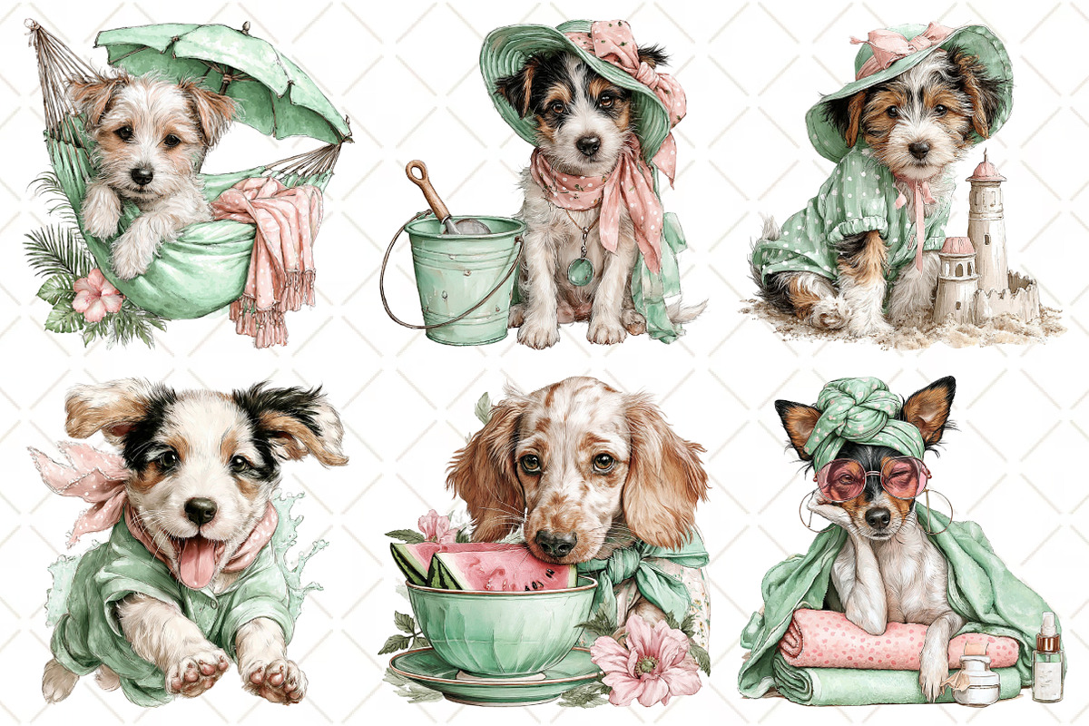 Whimsical Summer Dog Clipart, an Illustration by Black Bird Studio (Photo 4 of 5)