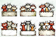 Whimsical Christmas Cats Clipart, an Illustration by Creative Art (Thumbnail 2 of 11)