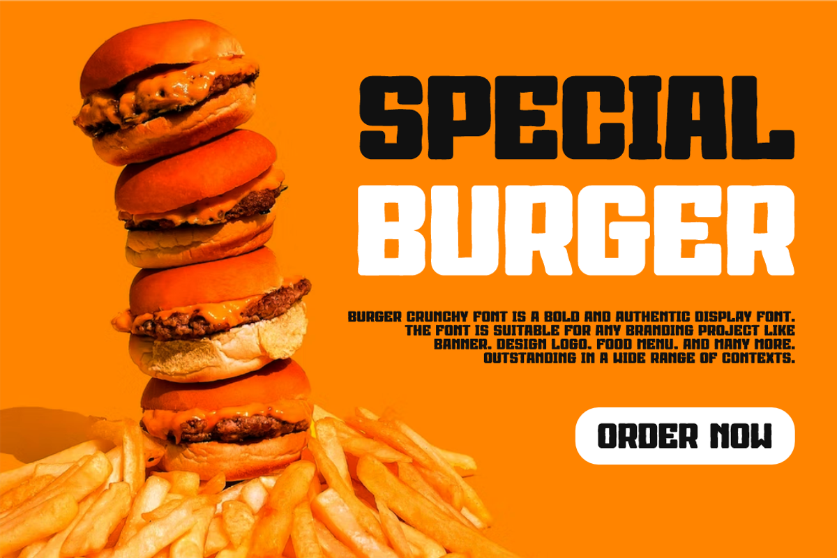 Burger Crunchy, a Sans Serif Font by QR Design Studio (Photo 2 of 8)