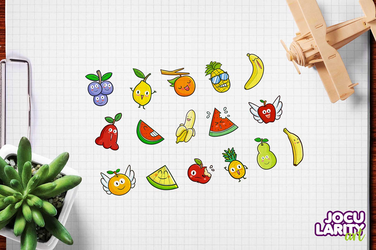 Cute Fruits Cartoon Characters, a Food Illustration by Jocularity Art (Photo 2 of 3)
